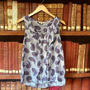 Skies are Blue - Womens Sleeveless Blue Paisley Print Blouse medium petite mp